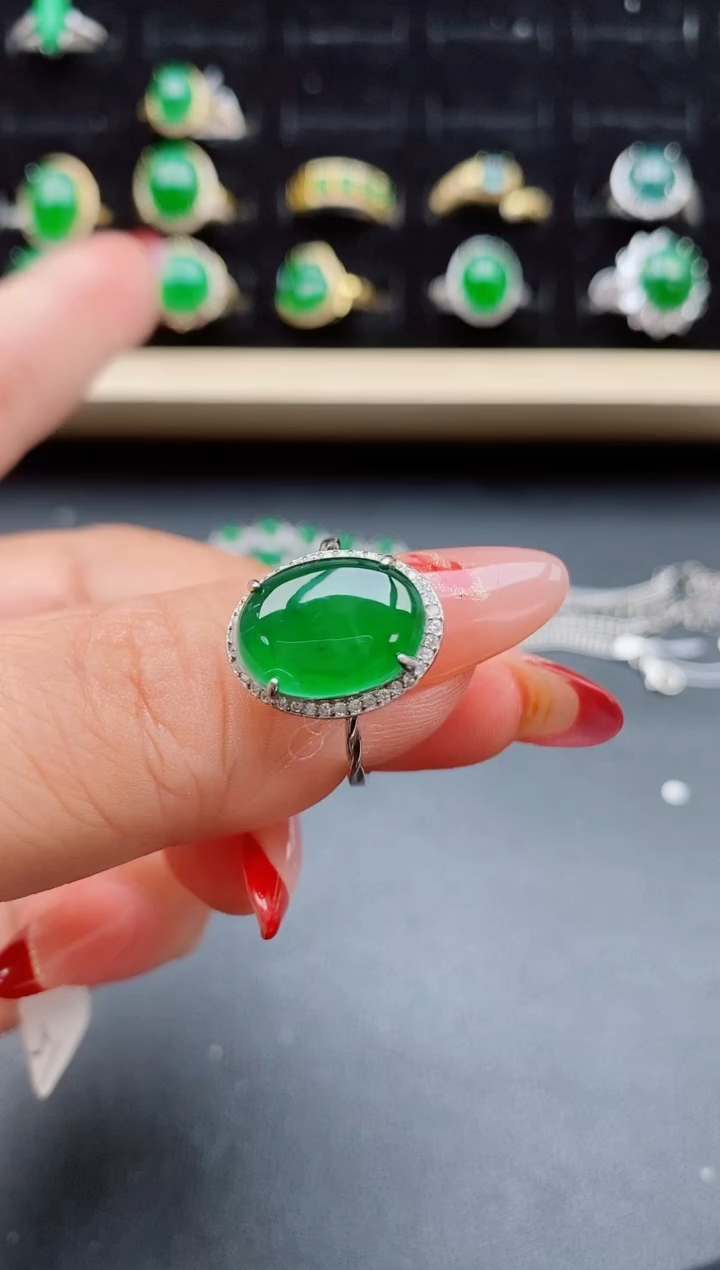 【闪购商品】翡翠戒指银S925镶嵌085050