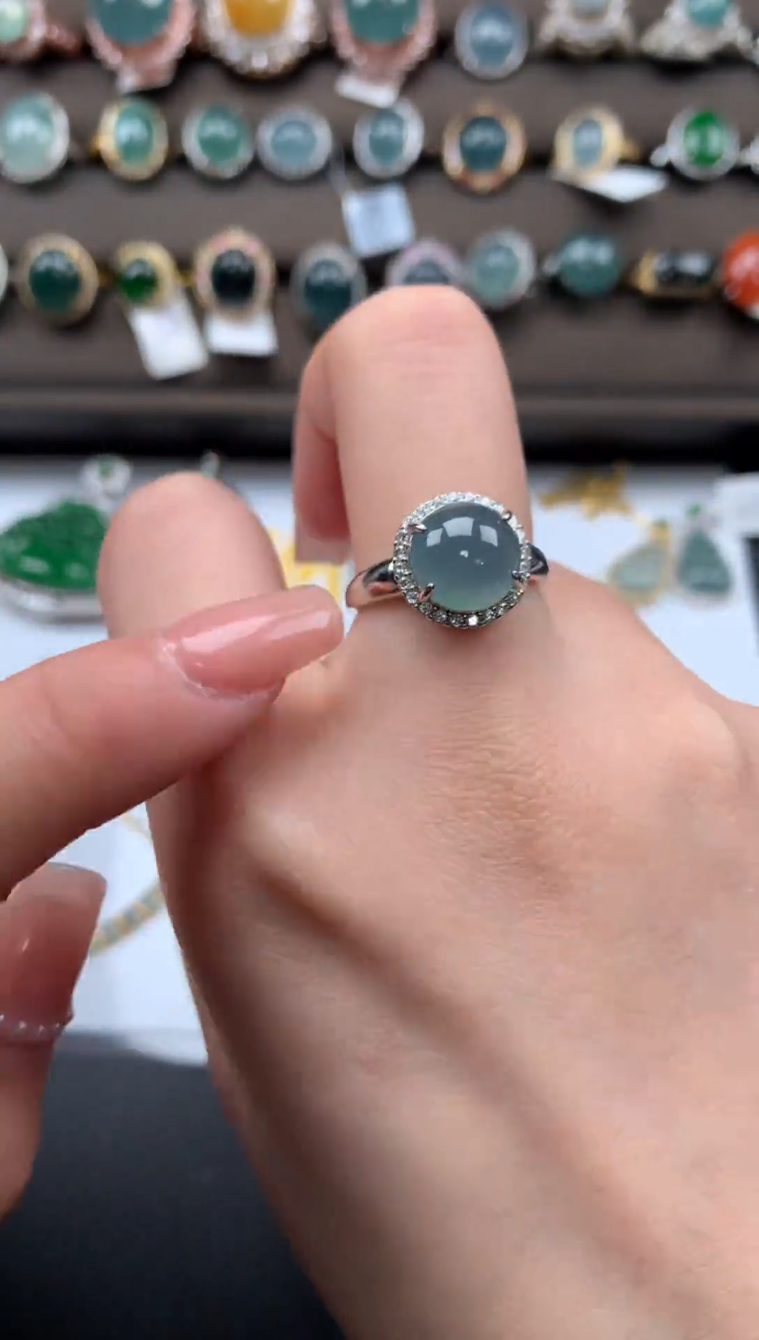 【闪购商品】翡翠戒指银S925镶嵌52141