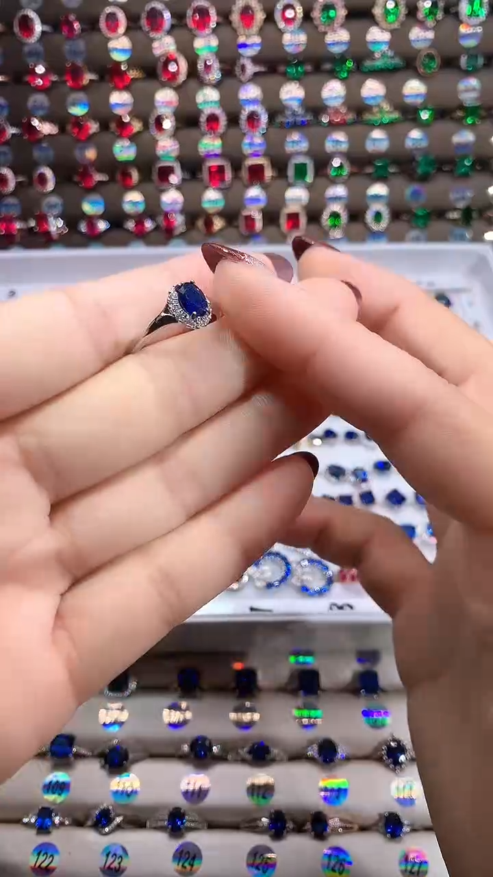 【闪购商品】蓝宝石戒指银S925镶嵌银色5.7