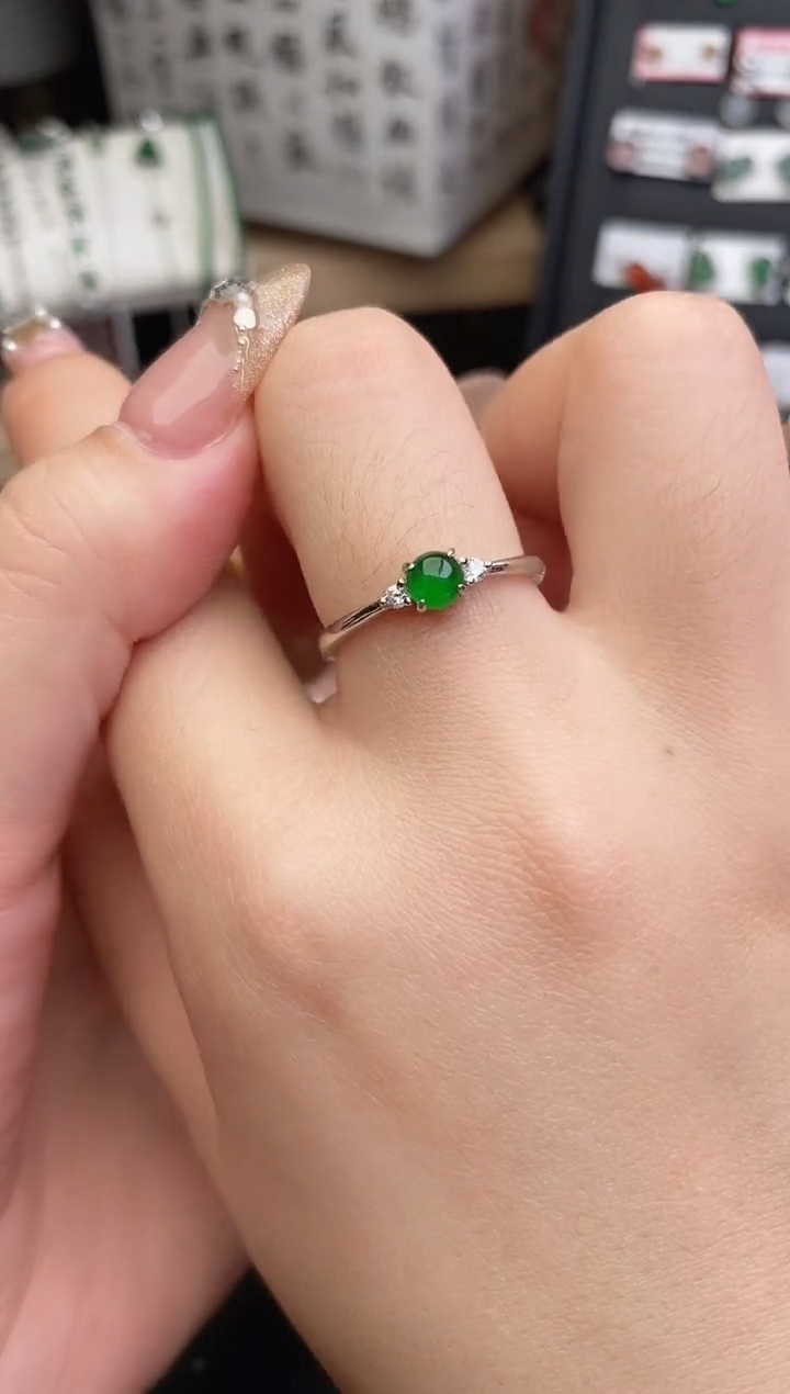 银S925镶嵌戒指翡翠0