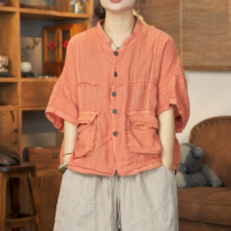 BZY 896 夏季新品亚麻文艺休闲女士上衣 胸围128长60