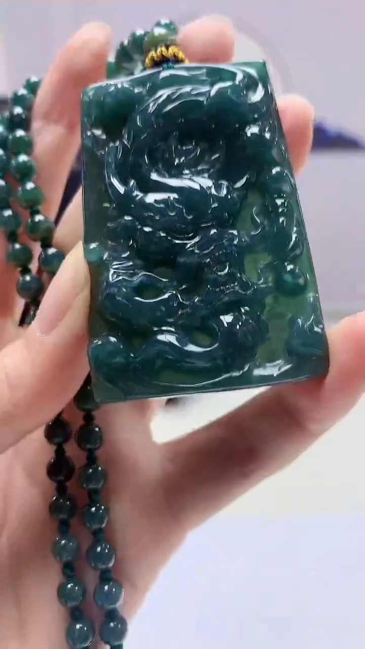 【闪购商品】定制翡翠未镶嵌4969zm-毛货挂件154龙牌