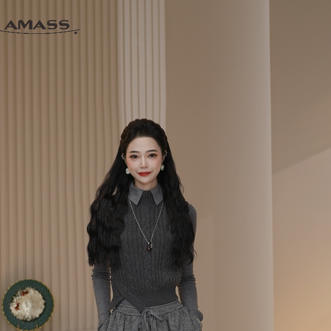 AMASS/阿玛施老钱风烟管领经典百搭背心马甲纯色初冬穿搭5399380