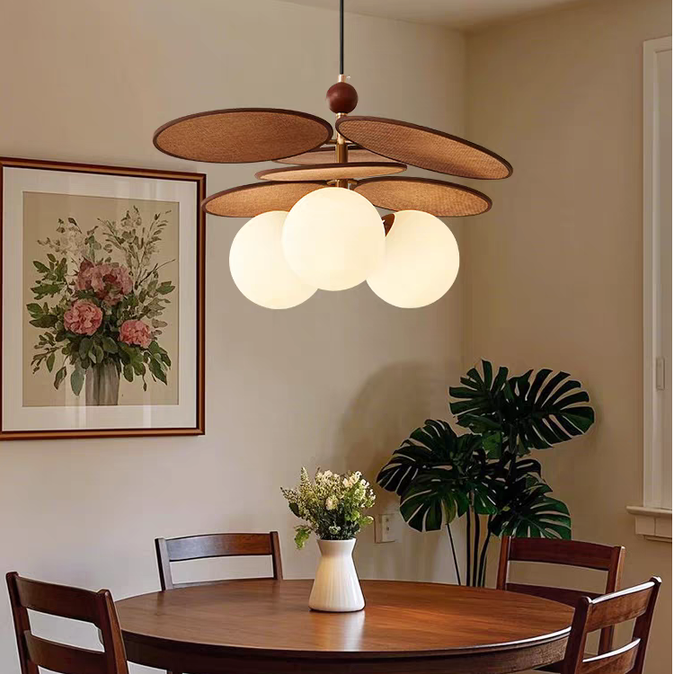 中古风餐厅吊灯大气高级感简约复古餐桌吧台灯全光谱护眼灯卧室灯