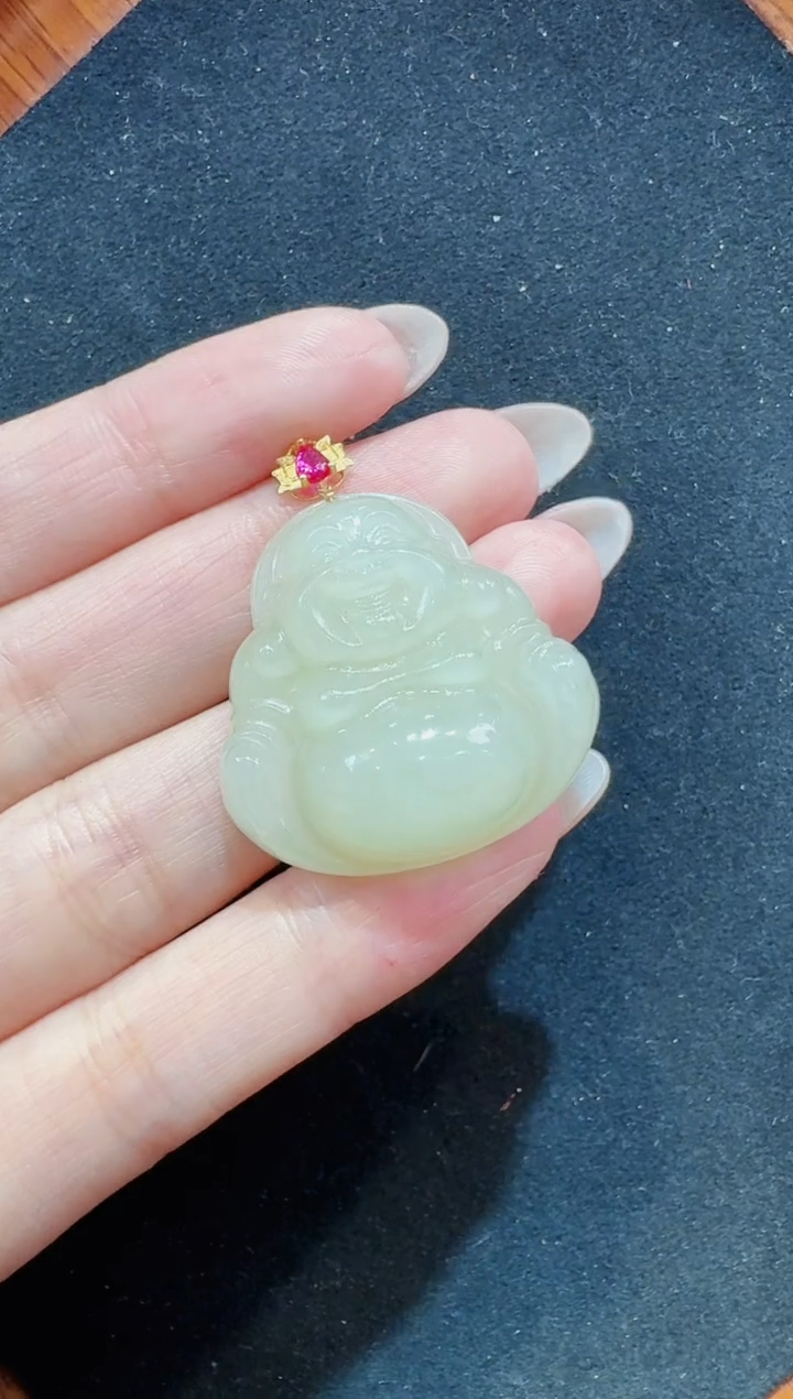 【闪购商品】和田玉吊坠(不含链)18K金镶嵌发一件