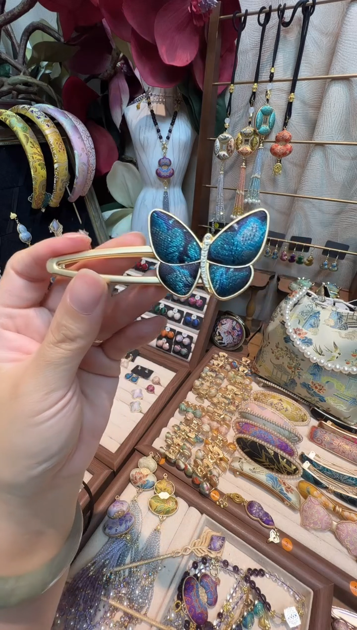 【孤品车8.9】三马焕彩宝相蝴蝶鸭嘴夹