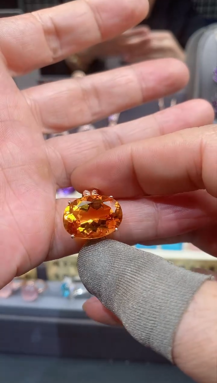 【闪购商品】黄晶戒指银S925镶嵌黄晶戒指