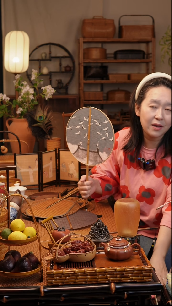 瑞鹤团扇玉竹团扇