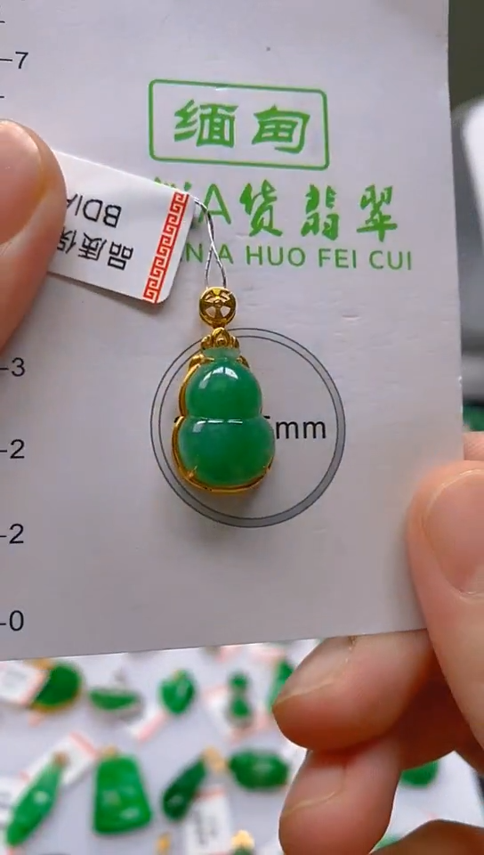 【闪购商品】翡翠颈饰18K金镶嵌天然翡翠A货，支持复检