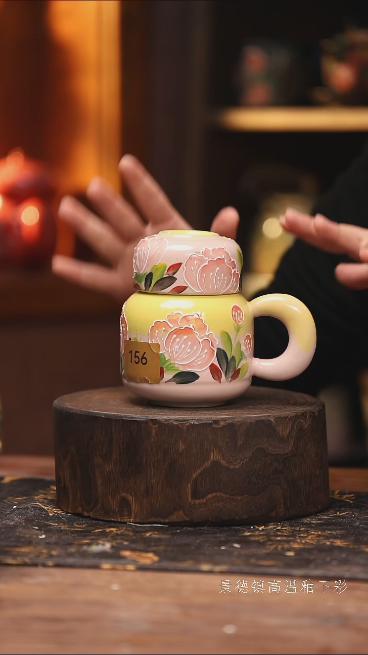 玻璃景德镇高温釉下手绘陶瓷@L156@