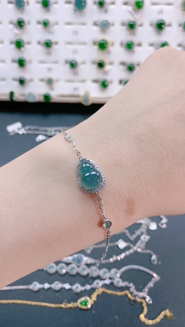 【闪购商品】翡翠手链银S925镶嵌天然翡翠