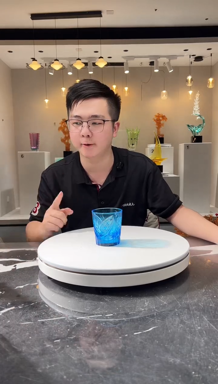 摆件?巴比特美学-蓝色江户切子蝴蝶杯