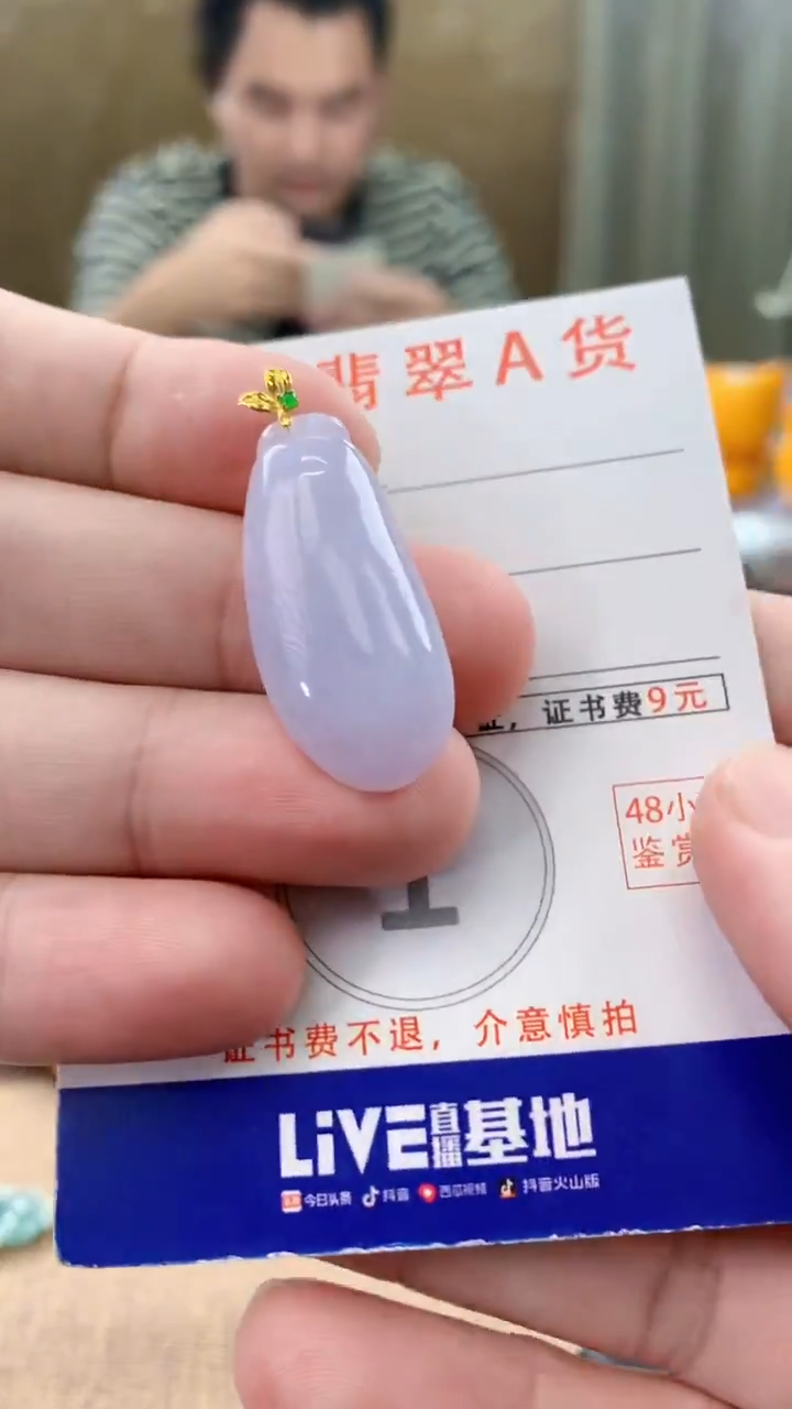 颈饰18K金镶嵌翡翠天然A货翡翠挂件