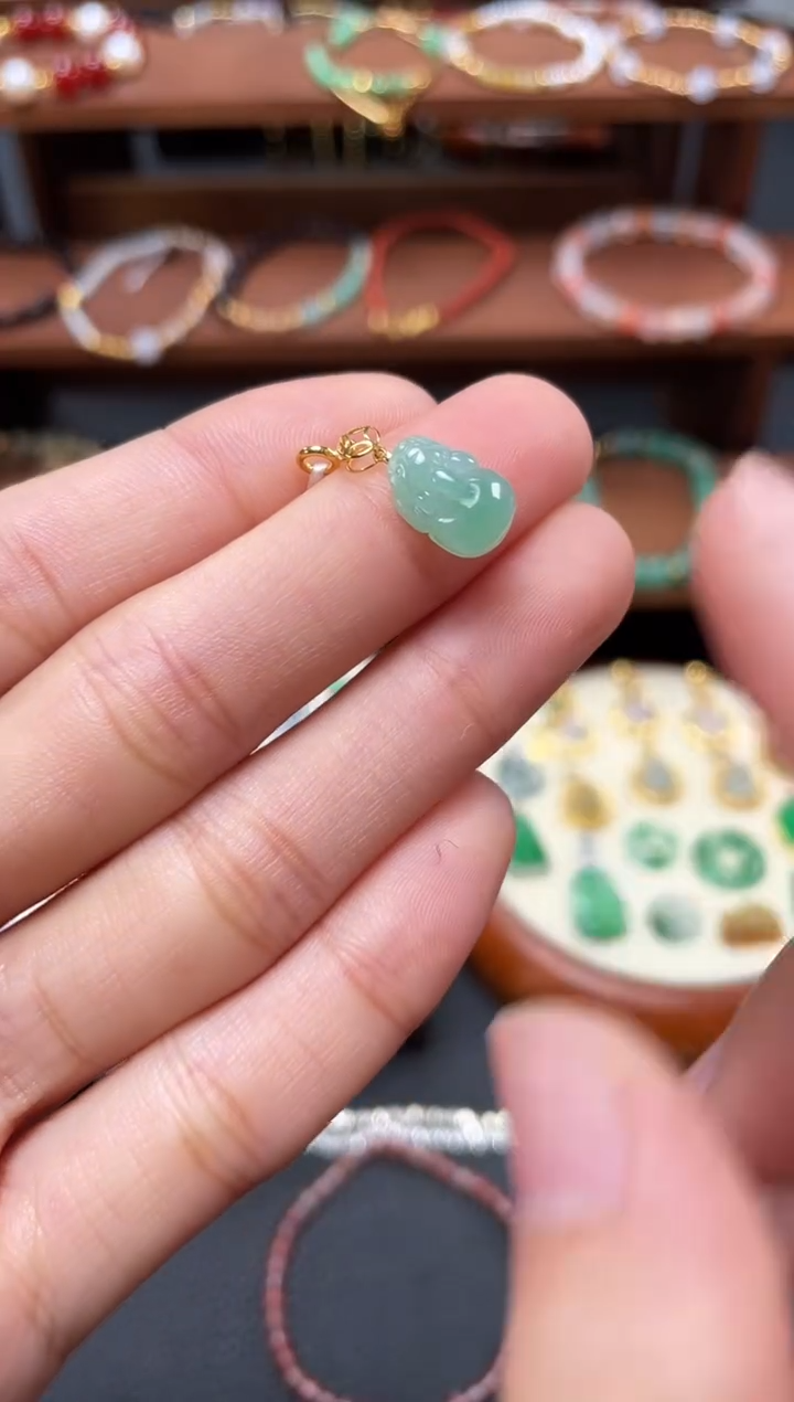 【闪购商品】翡翠吊坠(不含链)18K金镶嵌一个  JK237