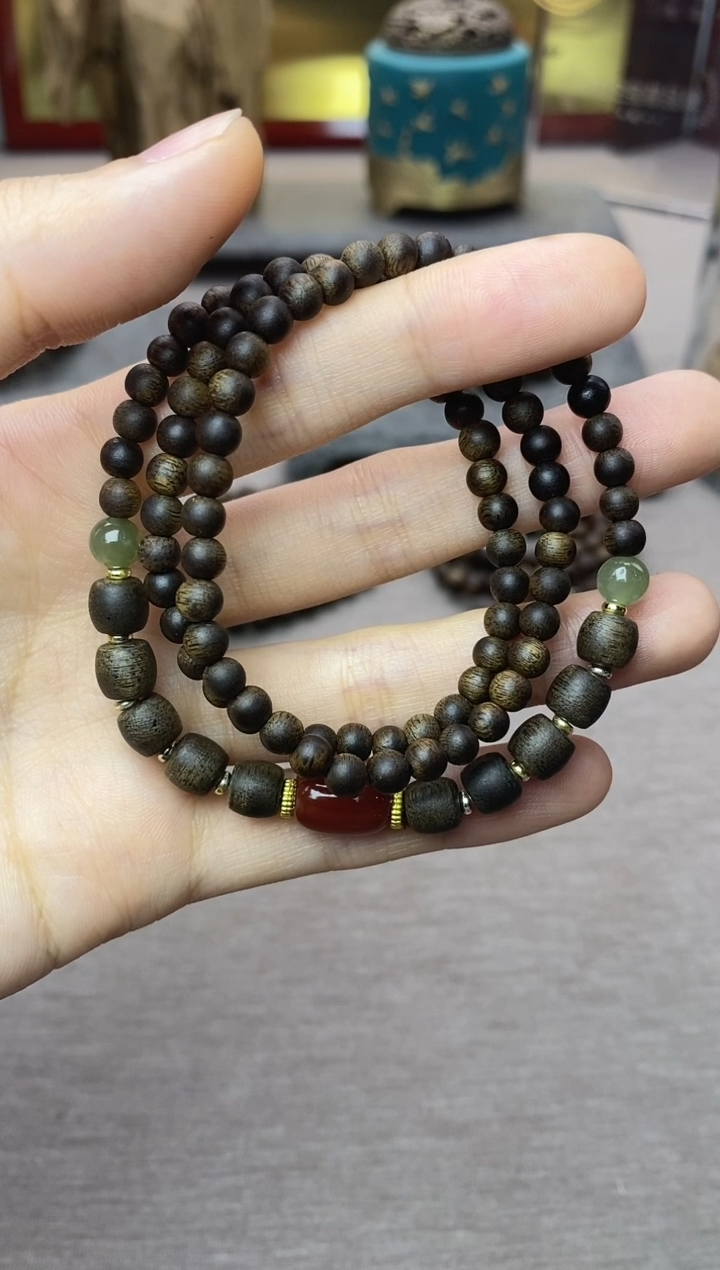 【闪购商品】沉香手串白棋04+紫棋06三圈设计