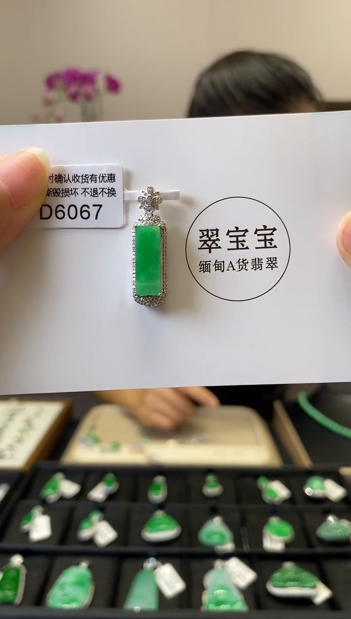 颈饰18K金镶嵌翡翠D6067 无事牌 含运营费
