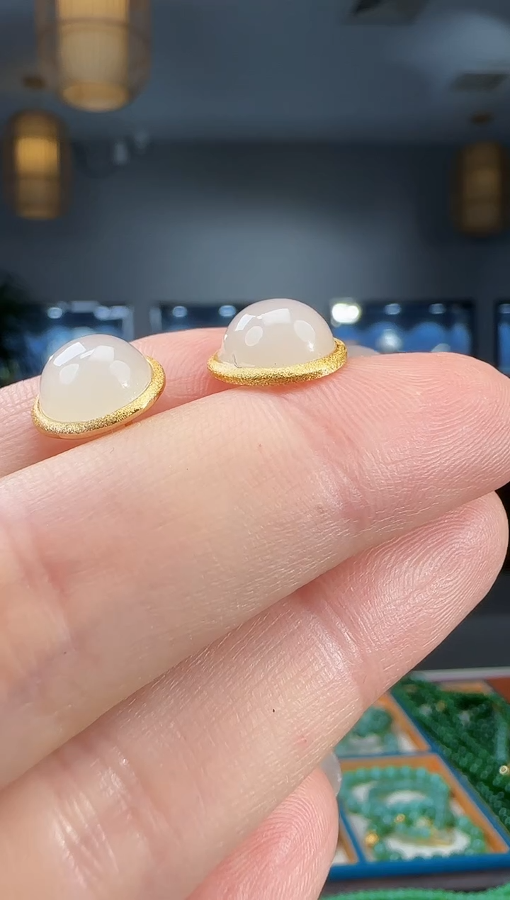 银S925镶嵌和田玉耳饰1