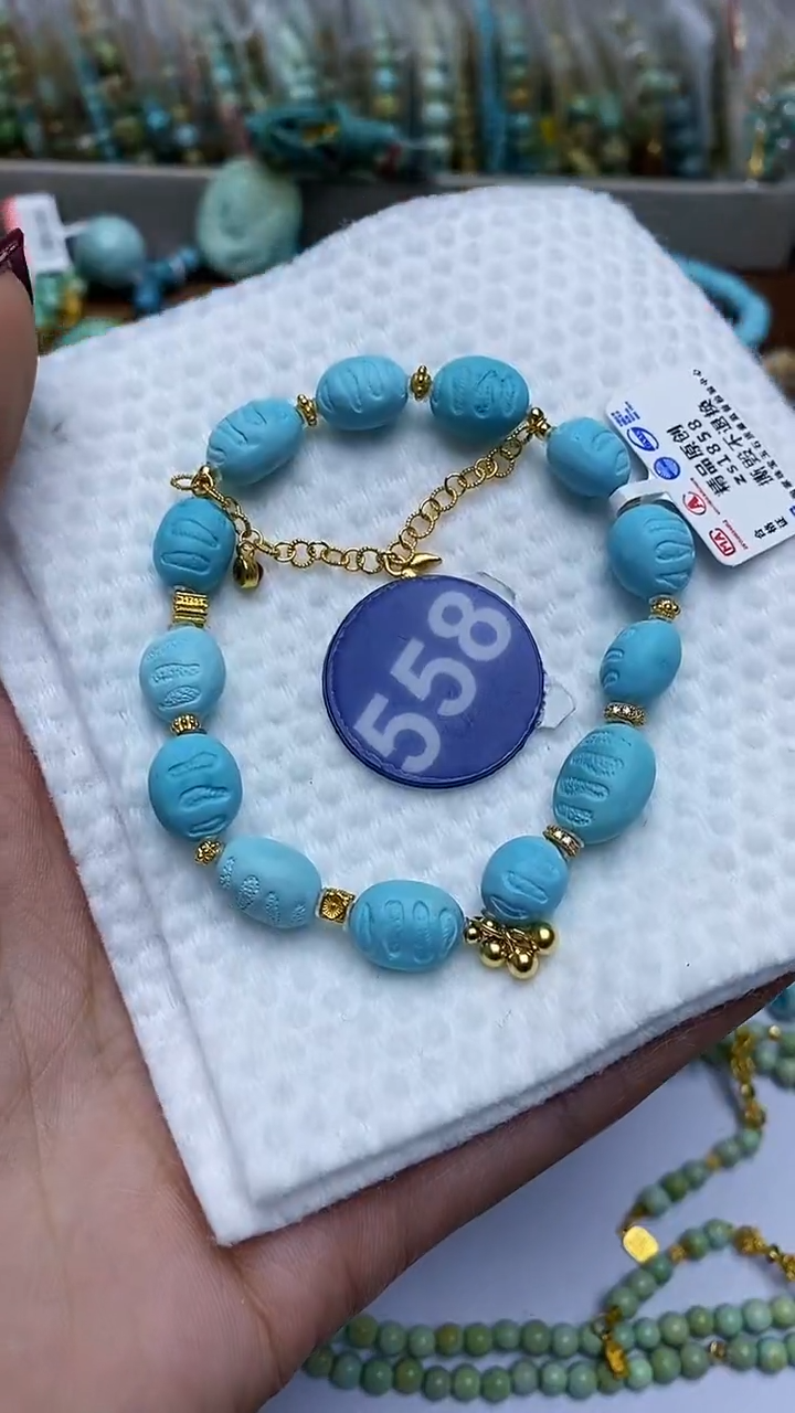 【闪购商品】绿松石手串18K金镶嵌558