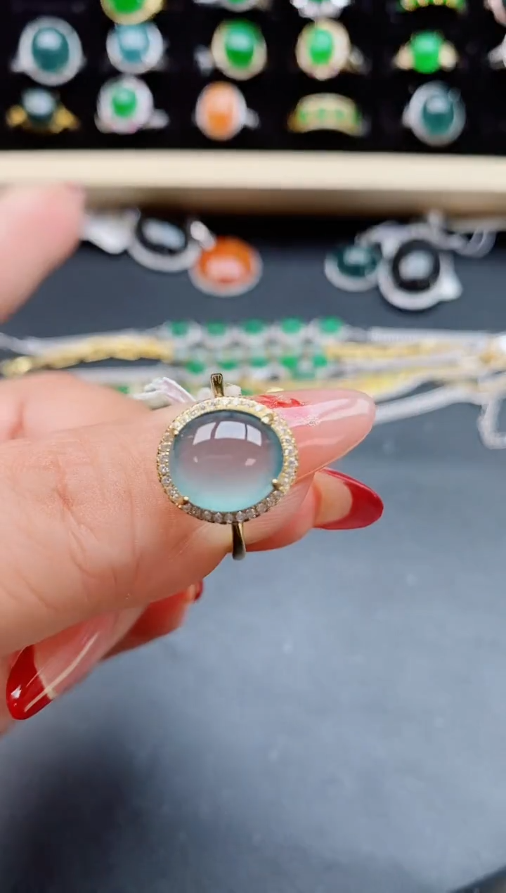 【闪购商品】翡翠戒指银S925镶嵌32132