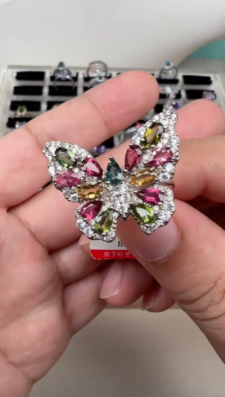 银S925镶嵌戒指碧玺{阿吉}