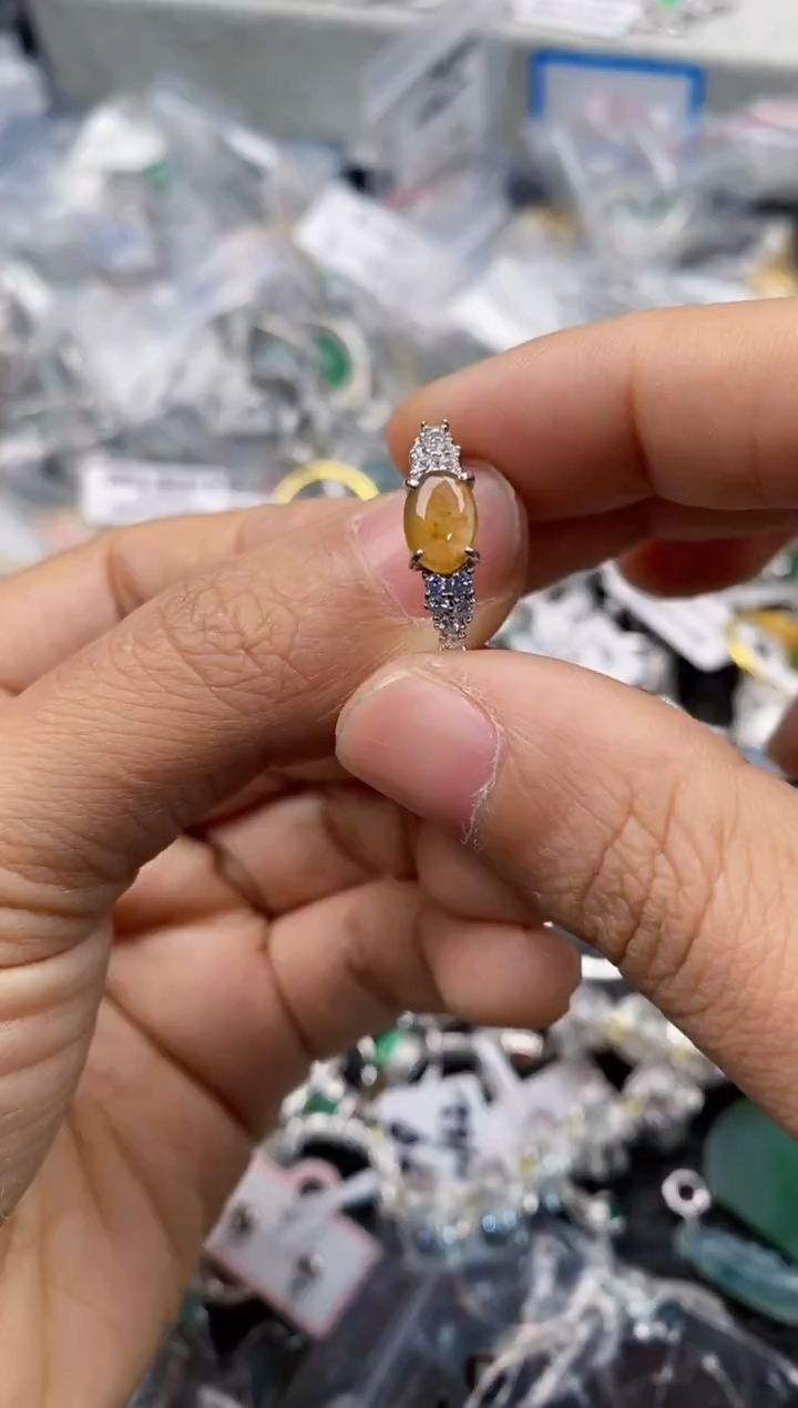 银S925镶嵌戒指翡翠777      1