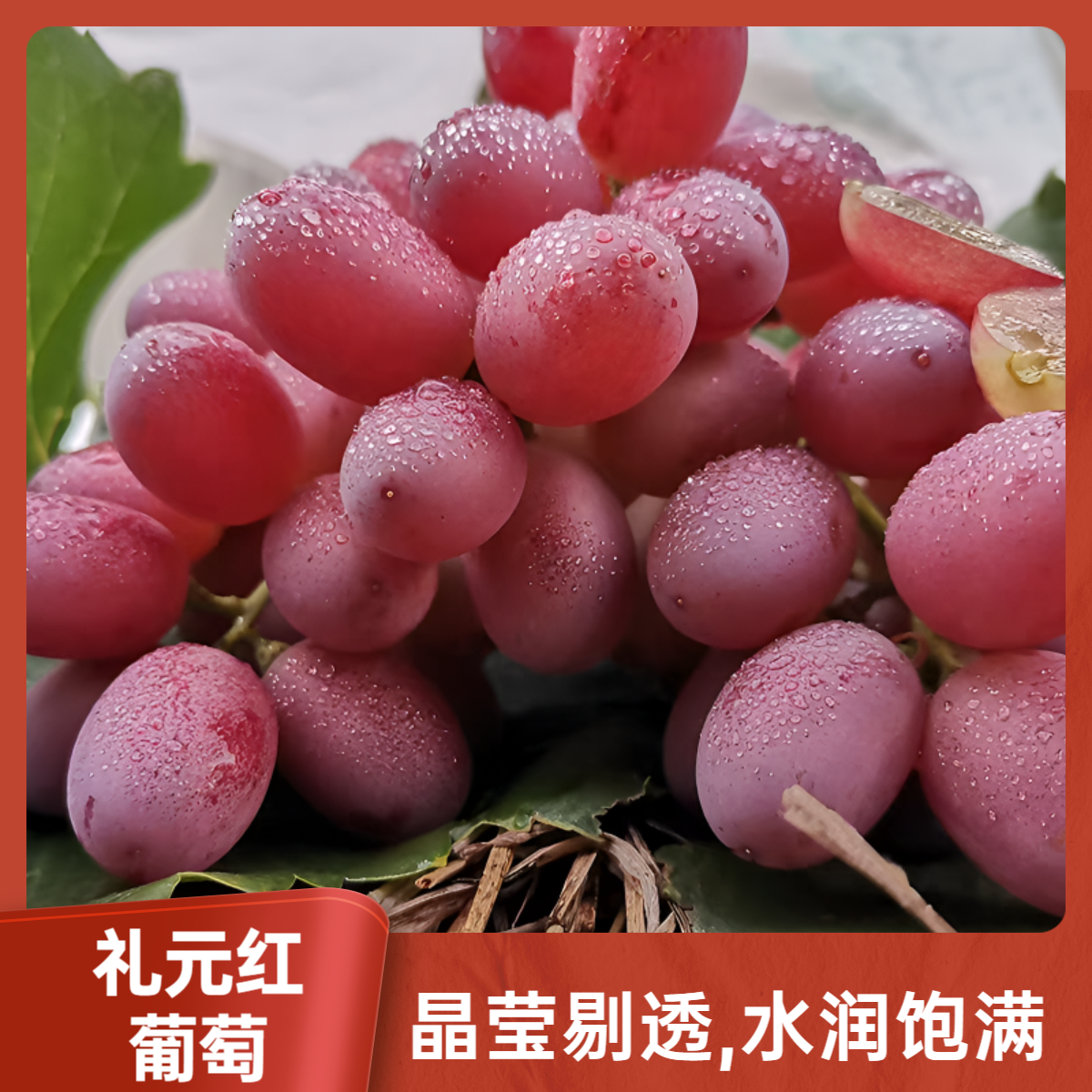 陕西礼泉新品种礼元红无核葡萄红葡萄晶莹剔透 水润饱满包邮