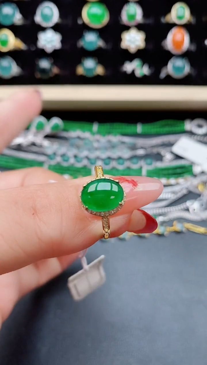 【闪购商品】翡翠戒指银S925镶嵌508005