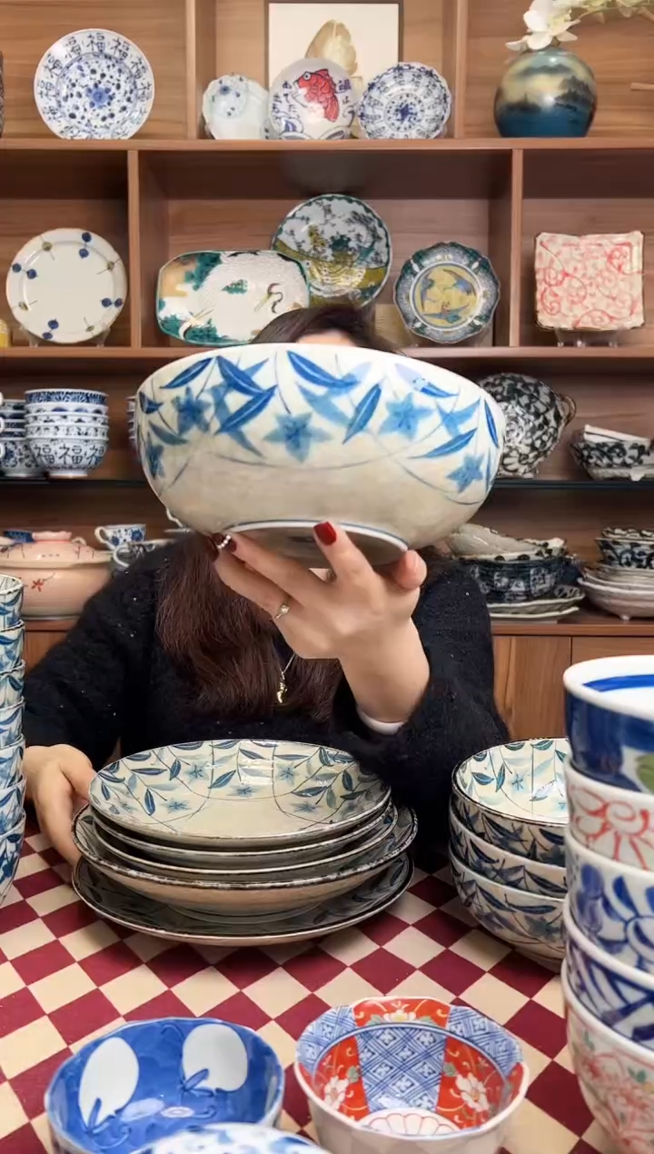 【闪购商品】瓷片【微瑕】桔梗19.5cm汤钵碗