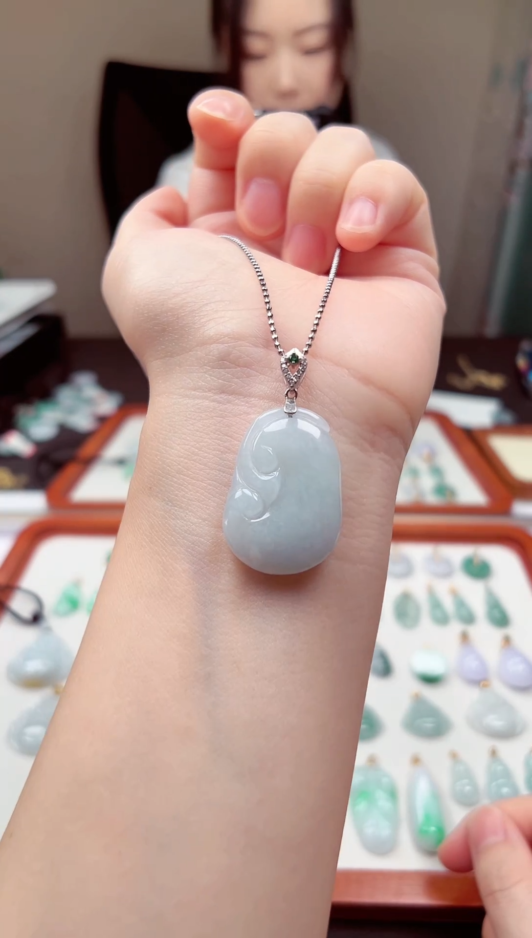 【闪购商品】翡翠颈饰银S925镶嵌如意