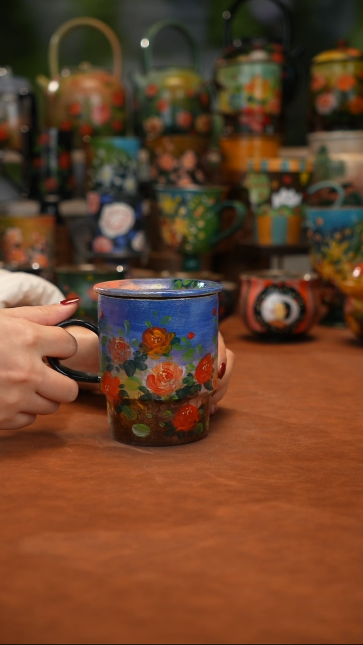 紫砂油画手绘釉下彩