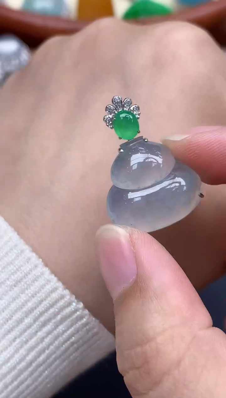 颈饰18K金镶嵌翡翠556-中国好珍宝