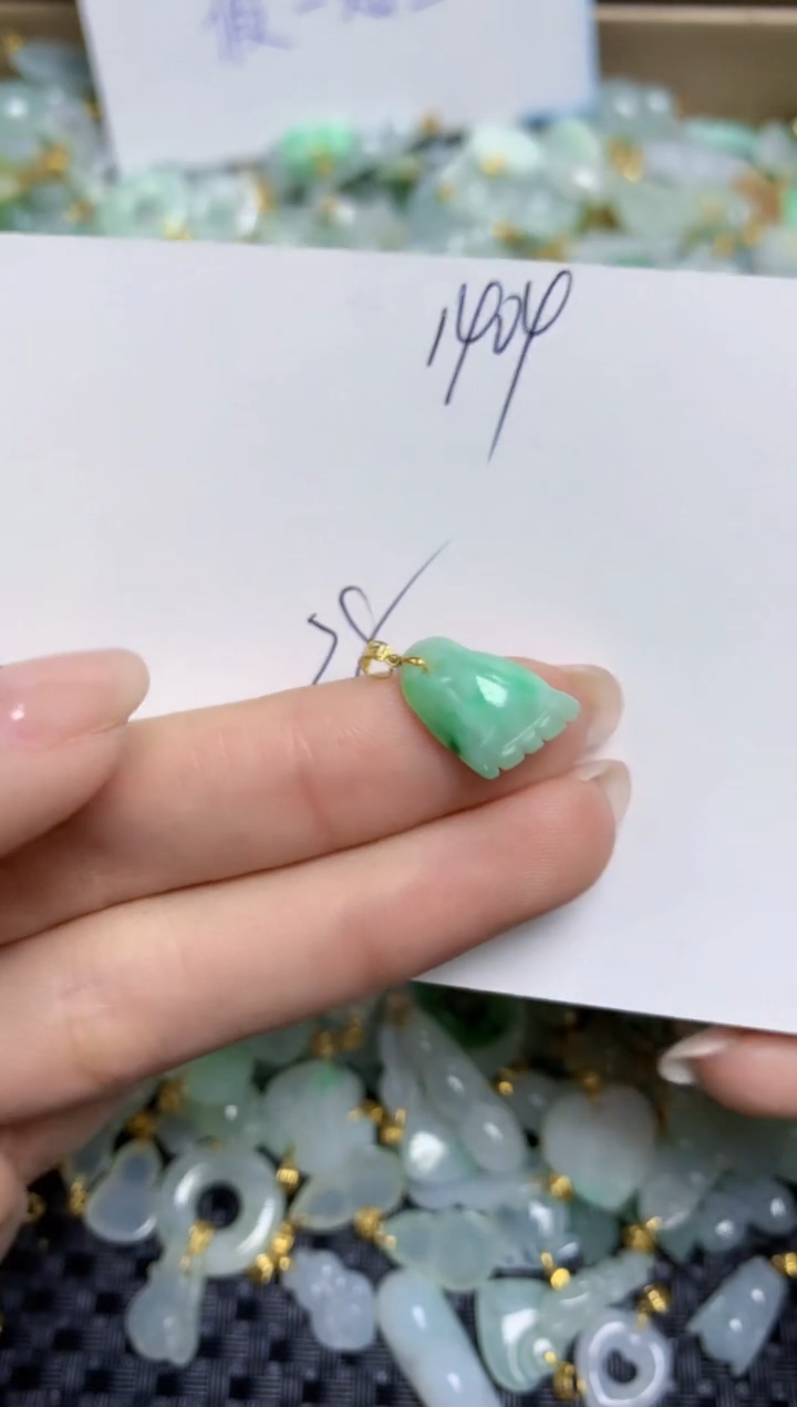 【闪购商品】翡翠颈饰18K金镶嵌天然缅甸A货翡翠