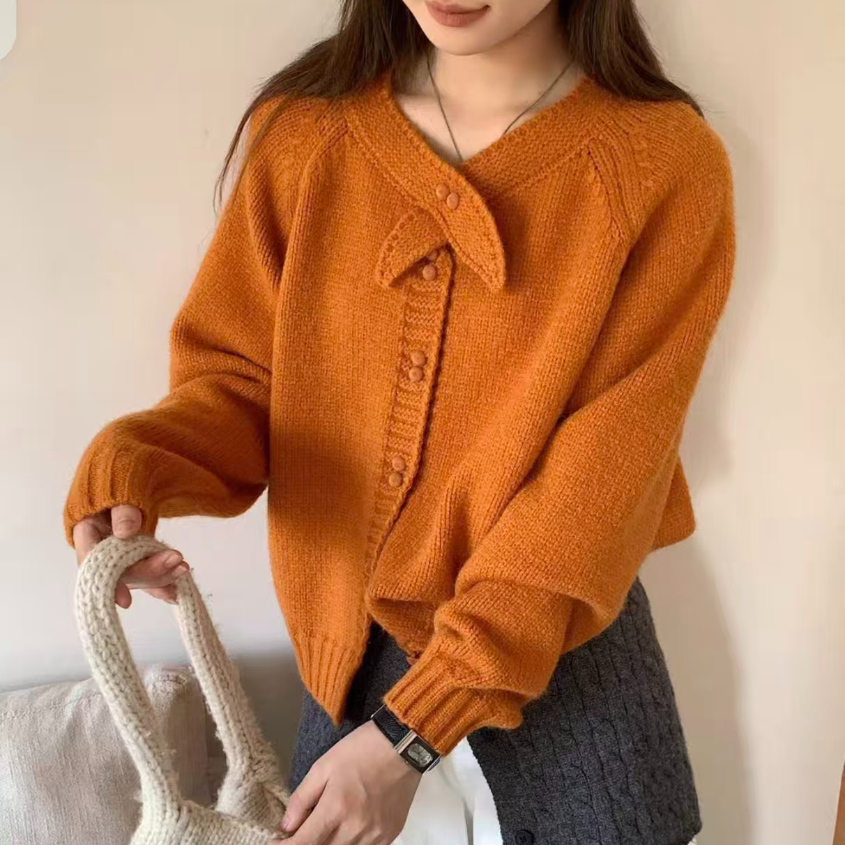 厚款常规款毛衣百搭网红圆领时尚秋冬开衫女