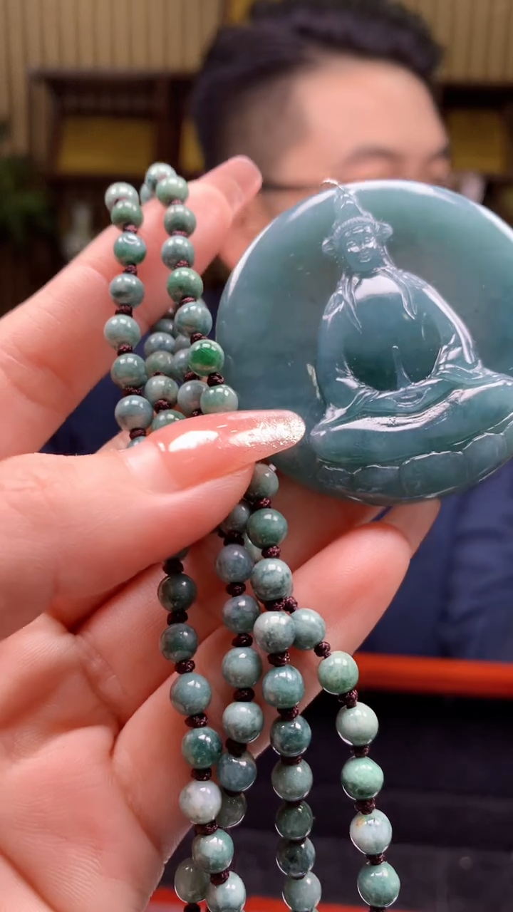 【闪购商品】定制翡翠未镶嵌1071-毛货挂件赠珠链35