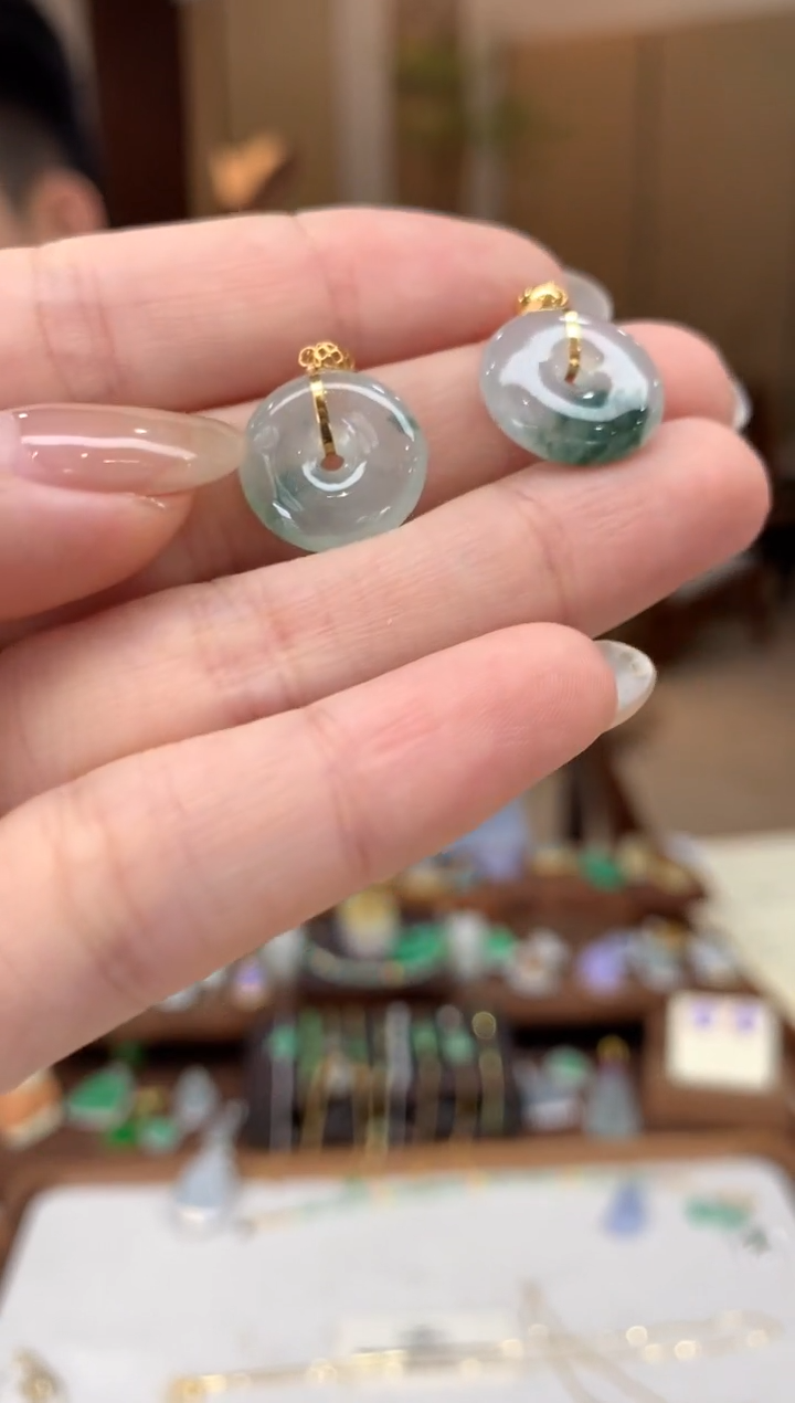 翡翠18K金镶嵌吊坠(不含链)平安扣 多样性发货1件