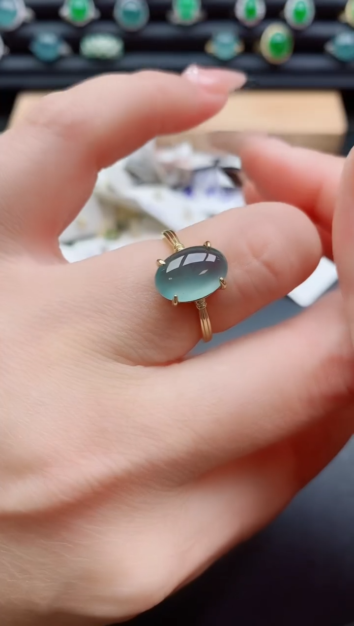 银S925镶嵌戒指翡翠1