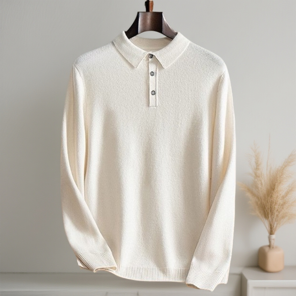 BAIYI【羊绒衫】男士100%山羊绒衫polo领商务通勤重磅加厚400g