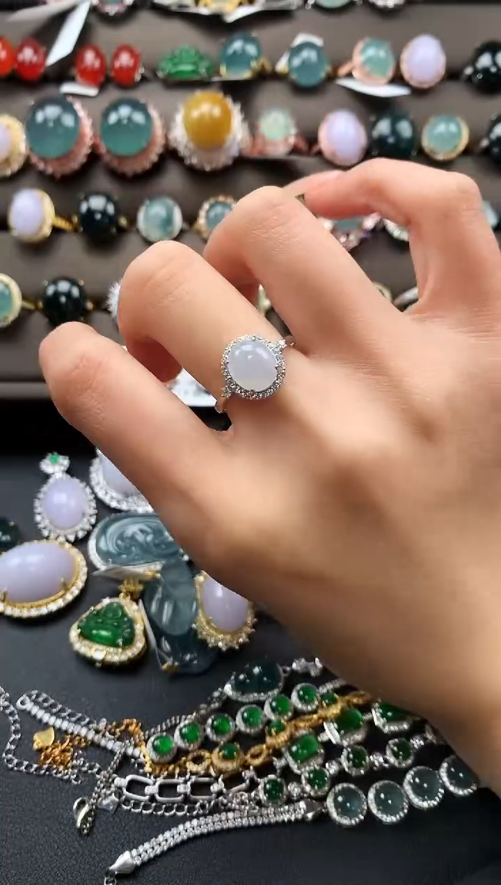 【闪购商品】翡翠戒指银S925镶嵌354235