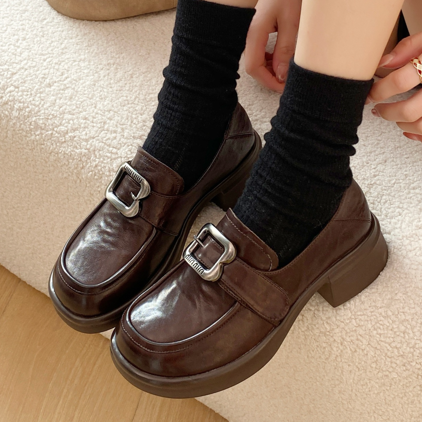 新款牛皮乐福鞋88531棕色