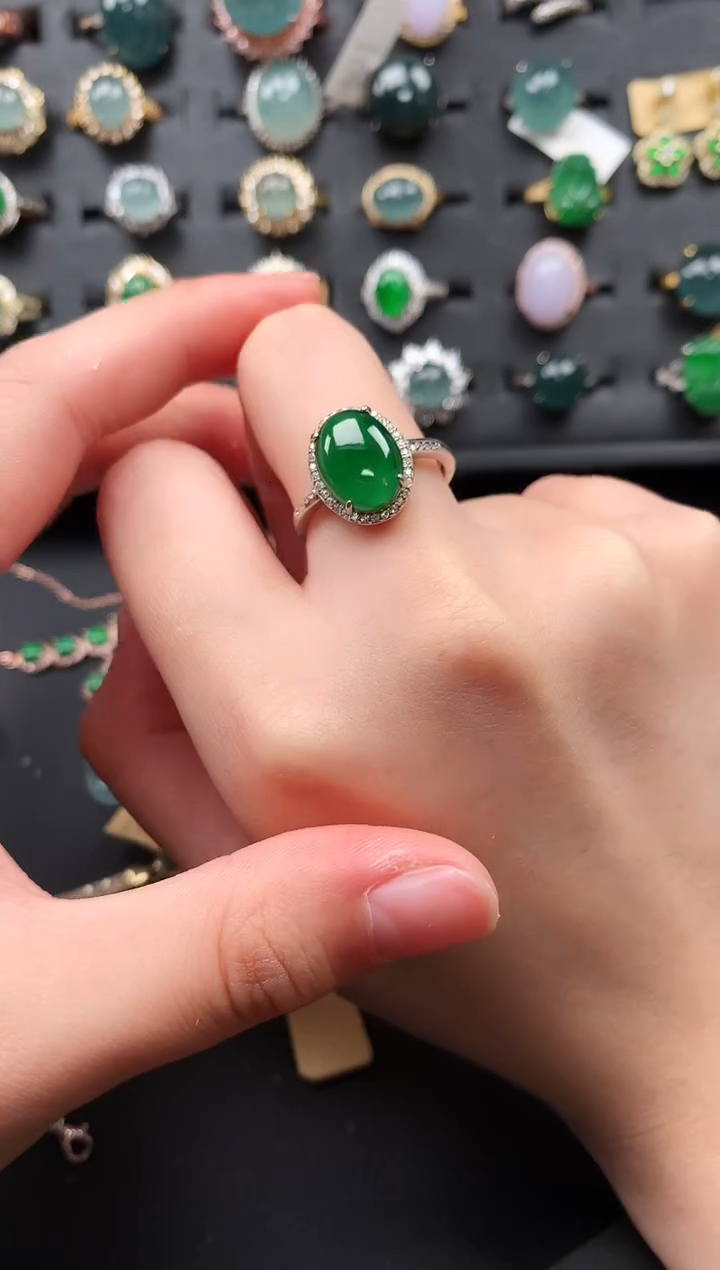 【闪购商品】翡翠戒指银S925镶嵌547645