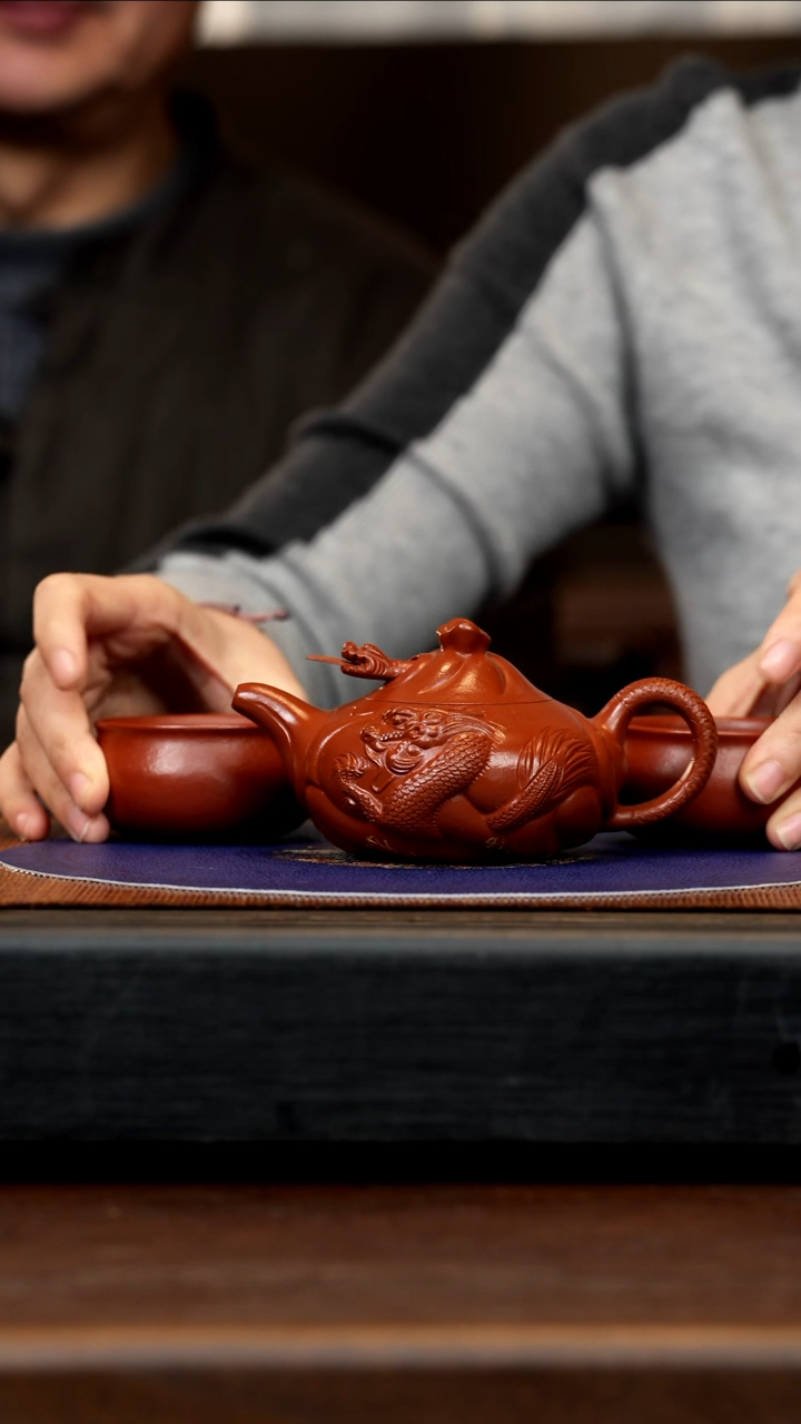 【闪购商品】紫砂茶壶SJK 大红袍 鱼化龙 150cc