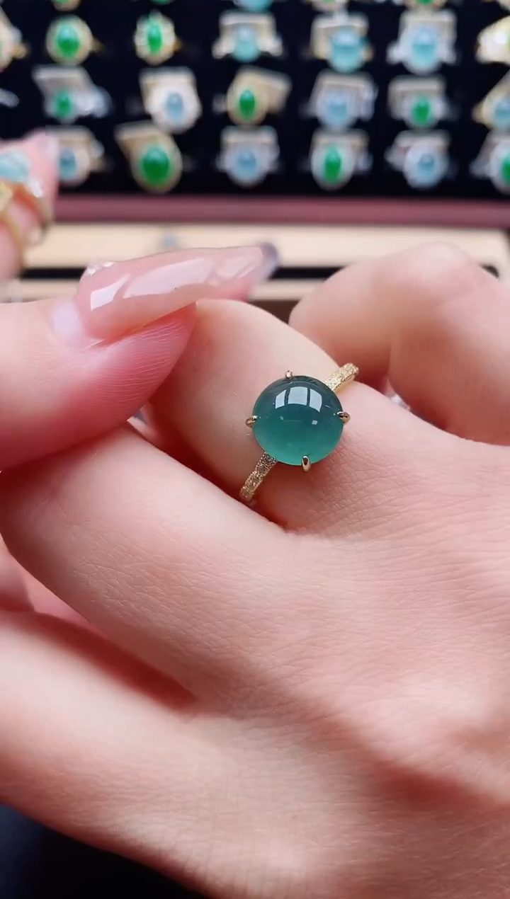 银S925镶嵌戒指翡翠1