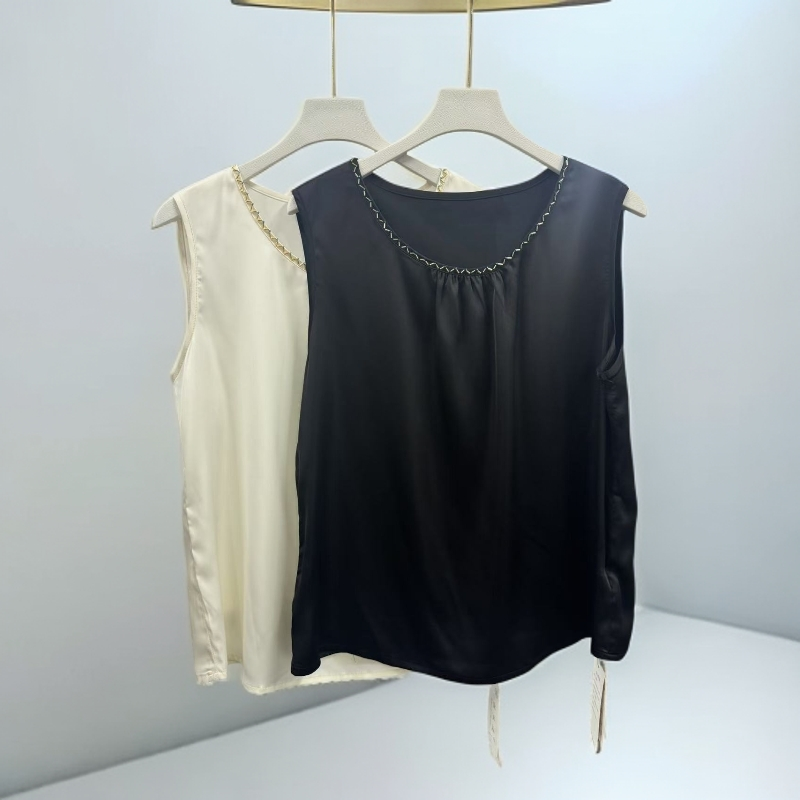 2025年洋气妈妈装桑蚕丝法式重工背心居家外穿舒适百搭透气柔软
