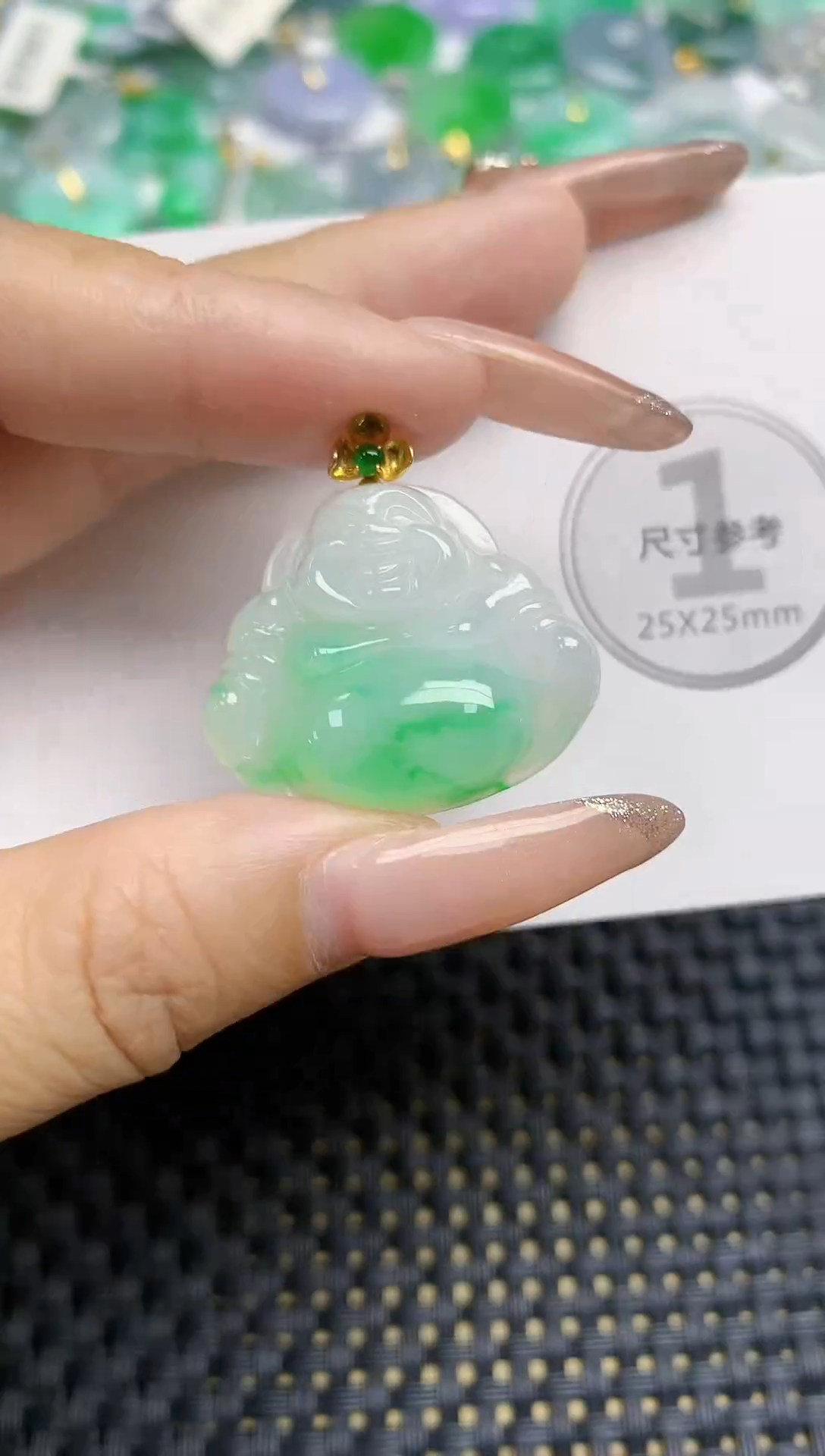 颈饰18K金镶嵌翡翠天然缅甸A货翡翠百元以上9元证书费自理