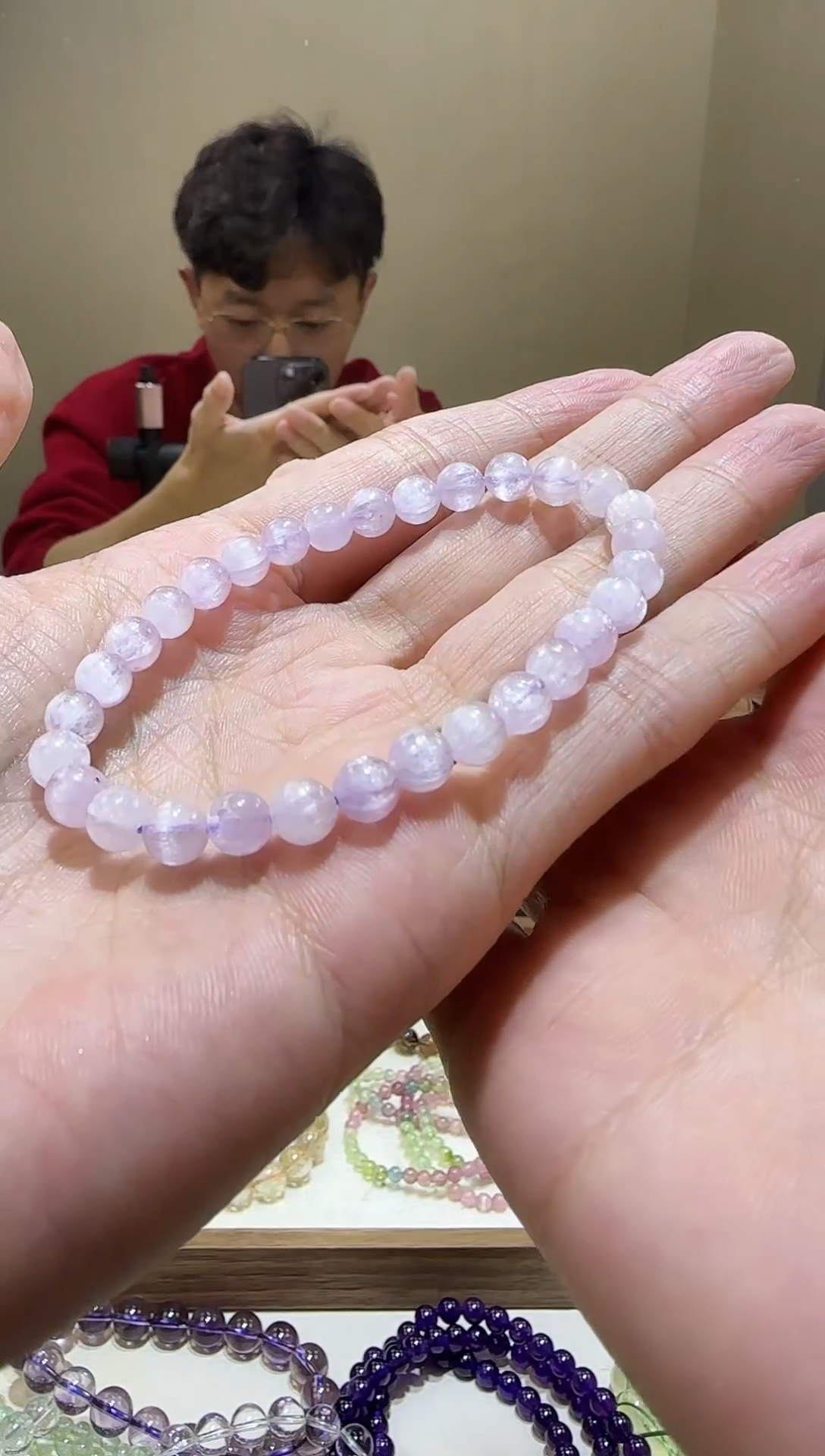 【闪购商品】锂辉石手串未镶嵌透体拉丝紫锂辉6【多样性发其一】