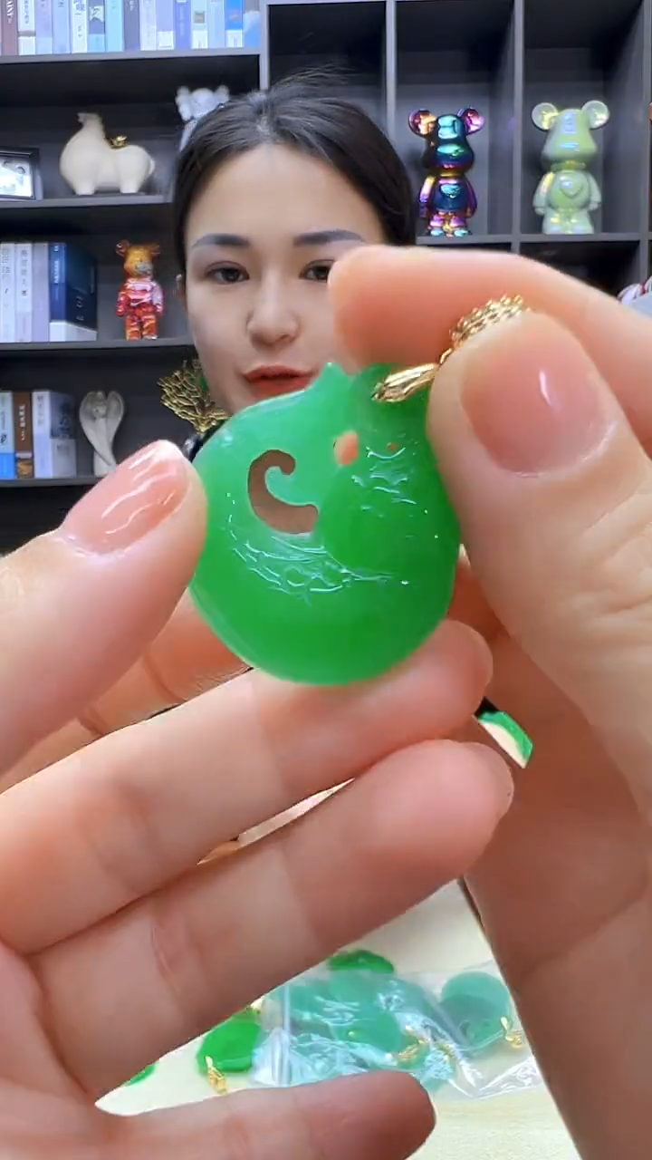 翡翠14K金镶嵌颈饰沉白diy劲饰
