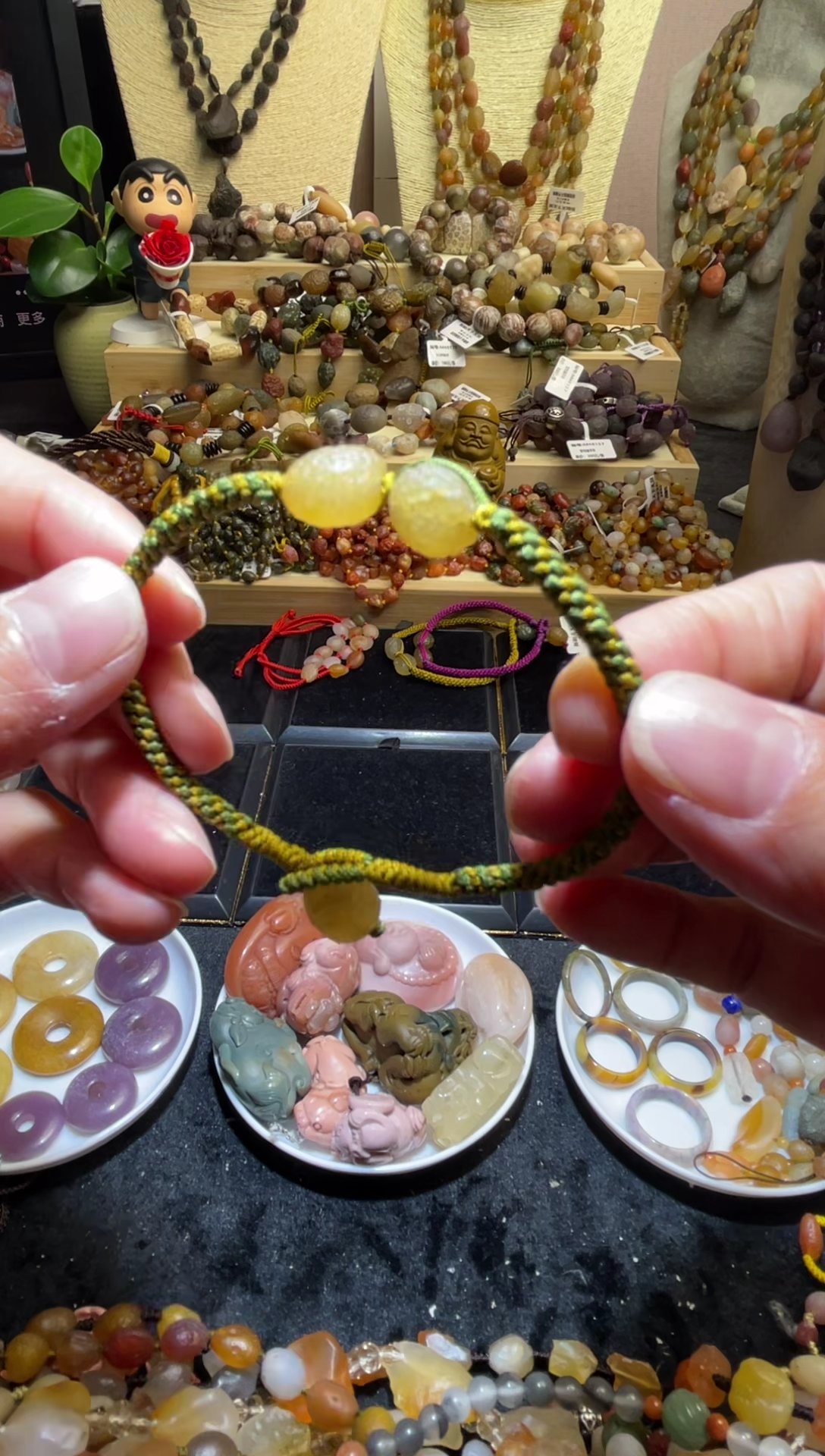 未镶嵌手链玛瑙/玉髓淖毛湖葡萄干玛瑙绿色玉米结编织手链