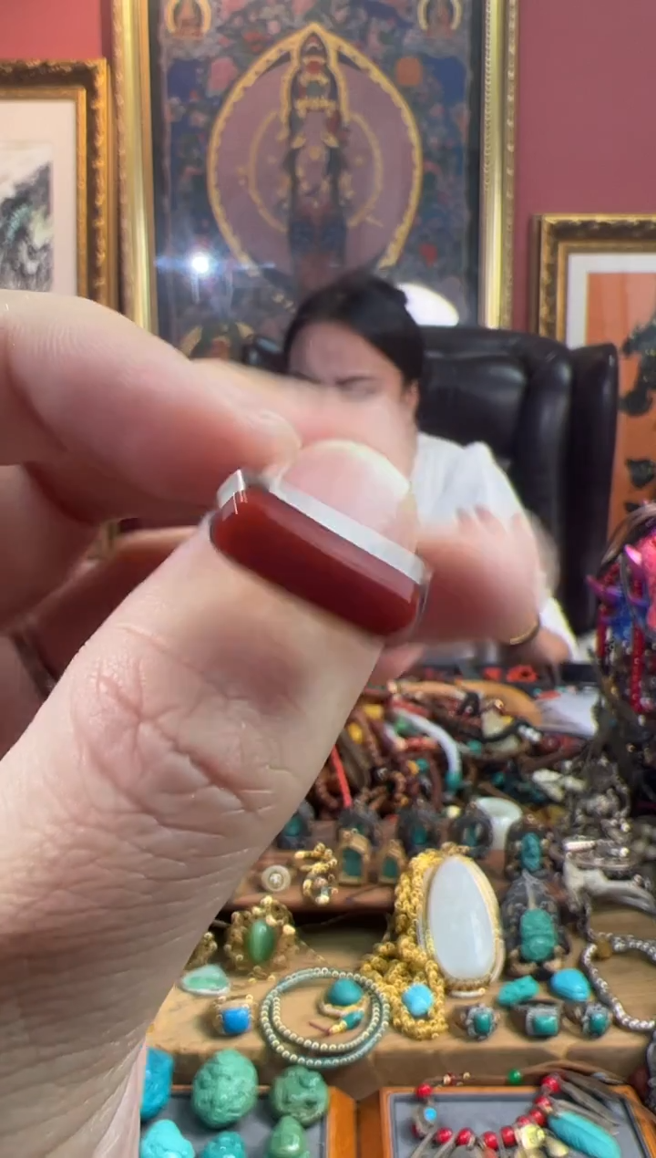 银S925镶嵌.南红玛瑙38号  南红戒指套装ylp