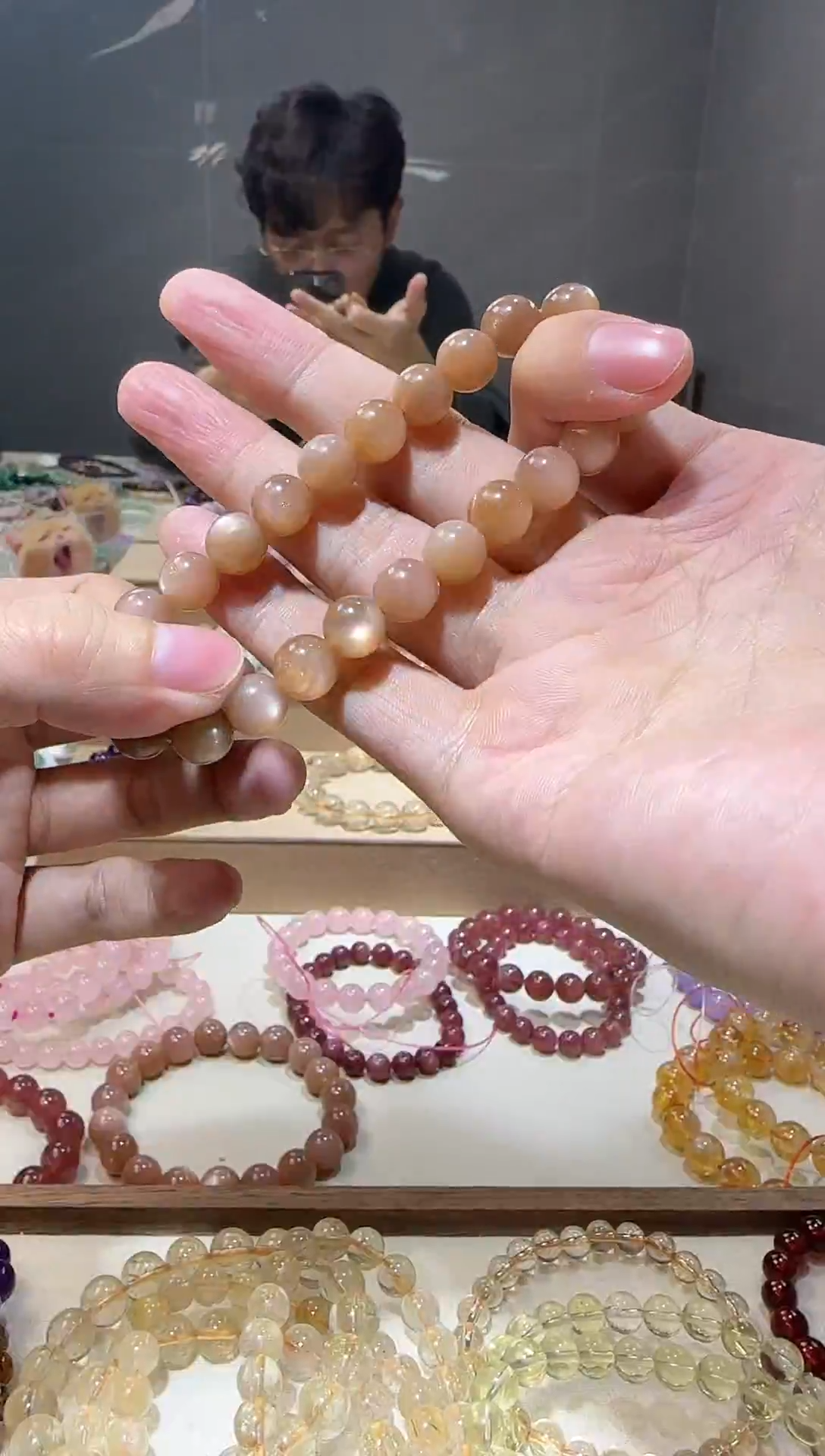 【闪购商品】长石手链未镶嵌天然橙月光手串9