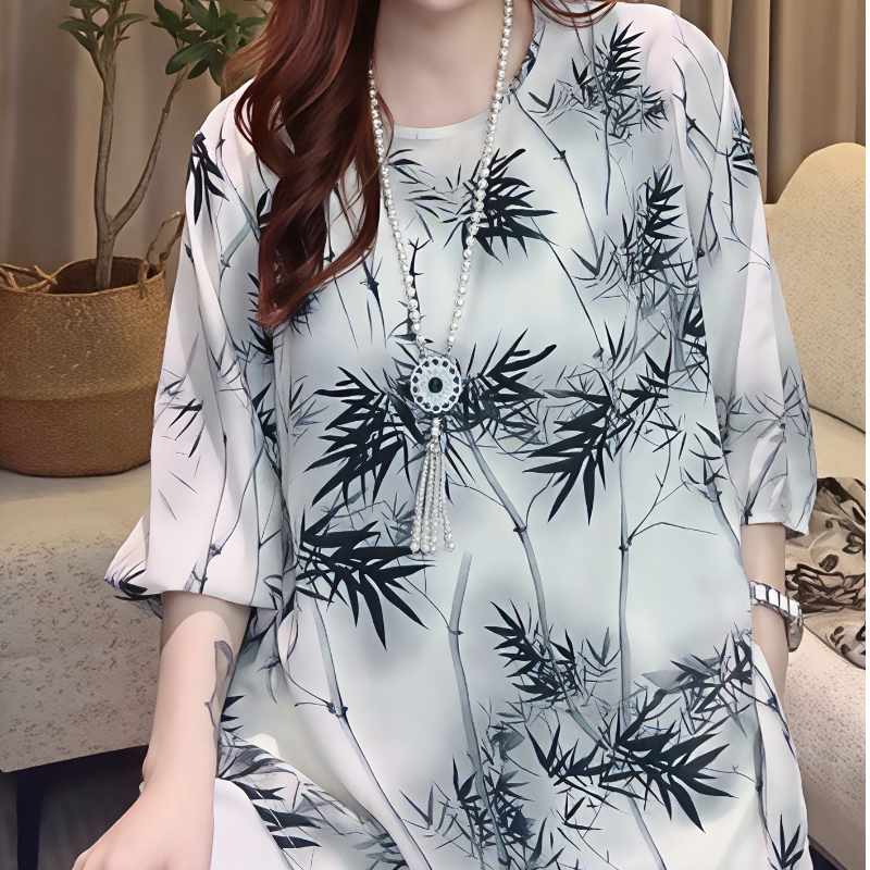 125上衣夏季新款印花女士休闲小衫宽松套头百搭洋气气质大码